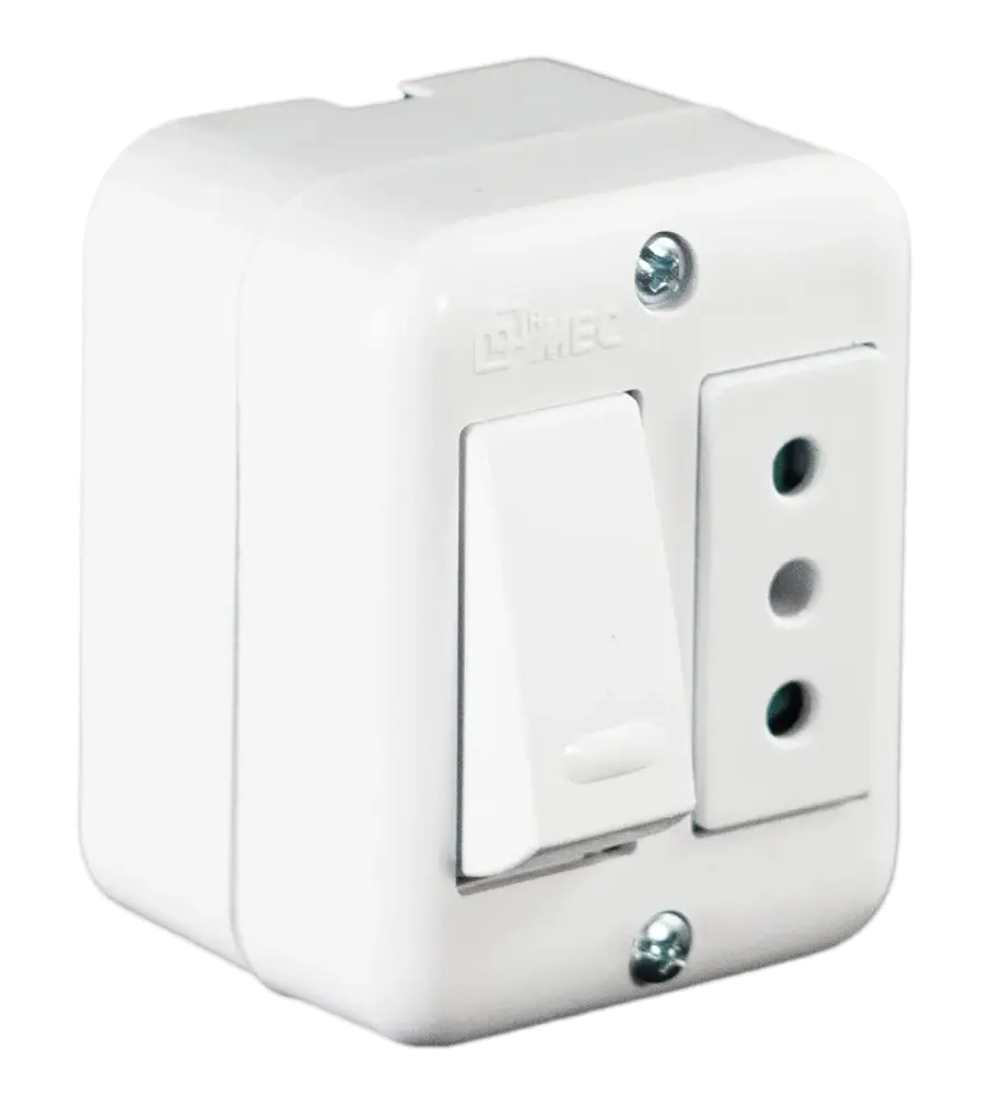 Interruptor Simple 9/12 + Tomacorriente 250V x 10A Sobrep. | MEC 