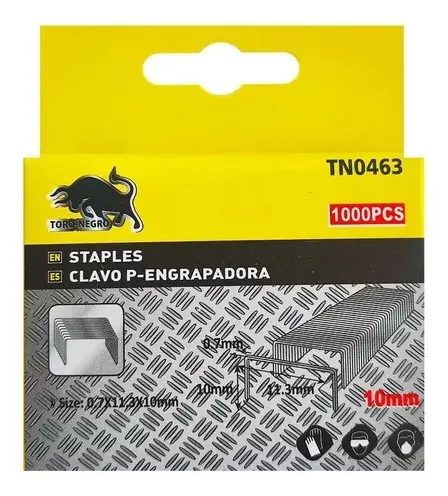 Grapas P/Engrapadora 1.2 x 11.3 x 6mm | TORO NEGRO
