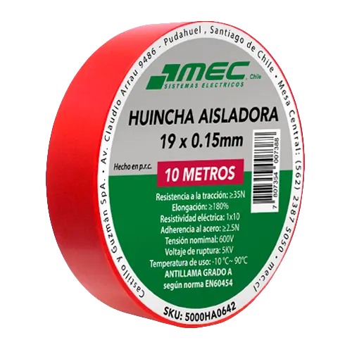 Cinta Aislante Roja 19mm x 10m | MEC 