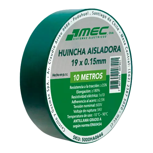 Cinta Aislante Verde 19mm x 10m | MEC 