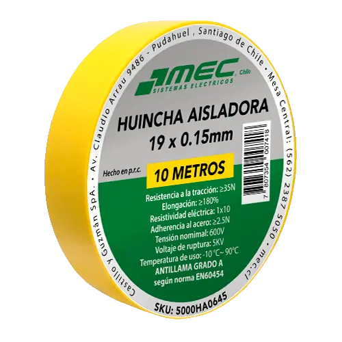 Cinta Aislante Amarilla 19mm x 10m | MEC 