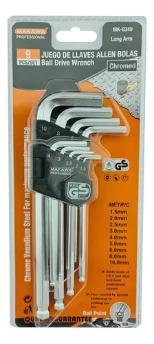 Set (9) Llave Allen Larga | MAKAWA