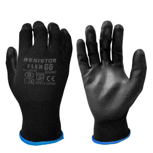 Guante Flex Negro Palma PU Talla 7